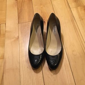 L.K. Bennett Blue Patent Pumps